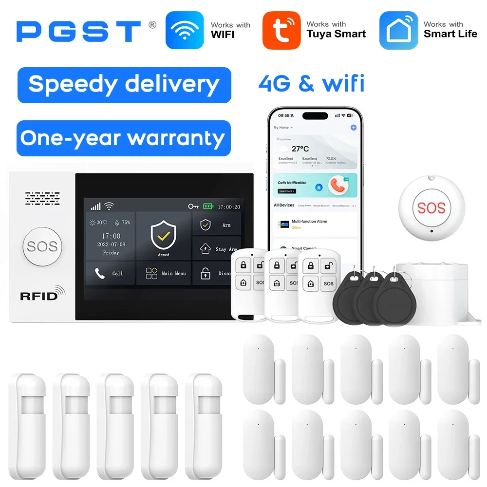 App Tuya Sistema di sicurezza intelligente Sistema di allarme WiFi GSM wireless con avvisi SMS di controllo remoto per la sicurezza di uffici domestici e negozi