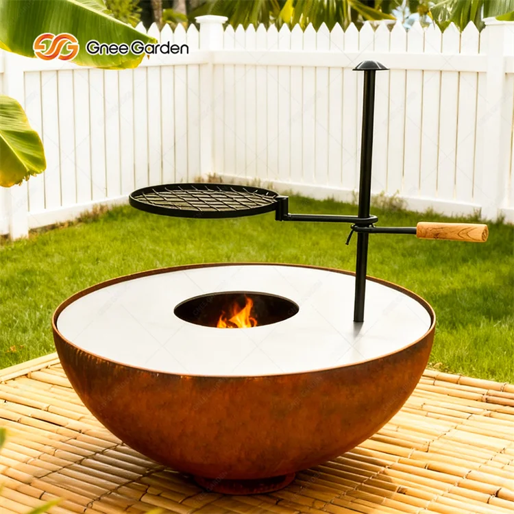 New Design Modern Rust Korean Style Powder Coated Corten Steel BBQ Grill Fire Pit