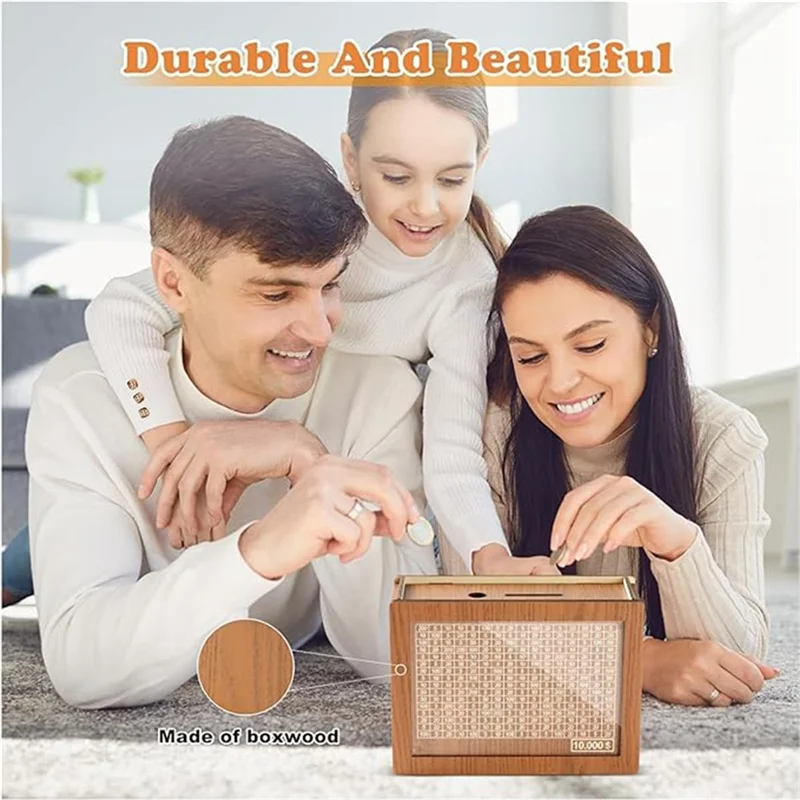 أفضل العروض صندوق المال مع صندوق التوفير الخشبي لقبو النقود المضاد، صندوق التوفير النقدي، حصالة العملات المعدنية، صندوق المال مع هدف المال