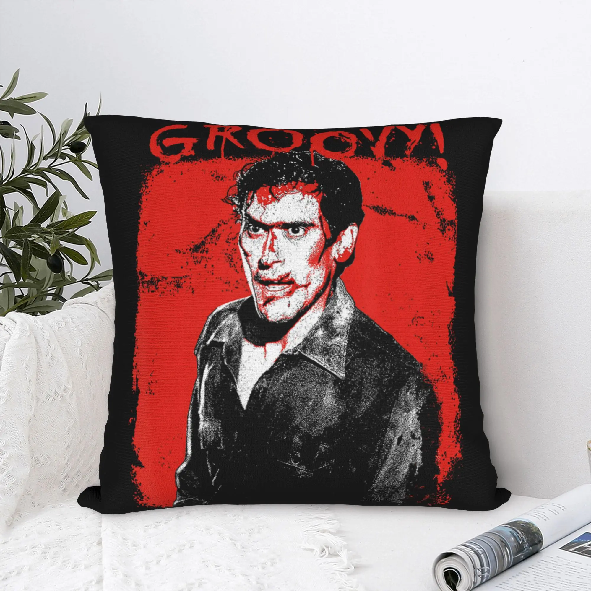 Ashes Bloody Groovy Williams Pillowcase Printing Fabric Cushion Cover Horror Comedy Throw Pillow Case Cover Home Drop Shipping