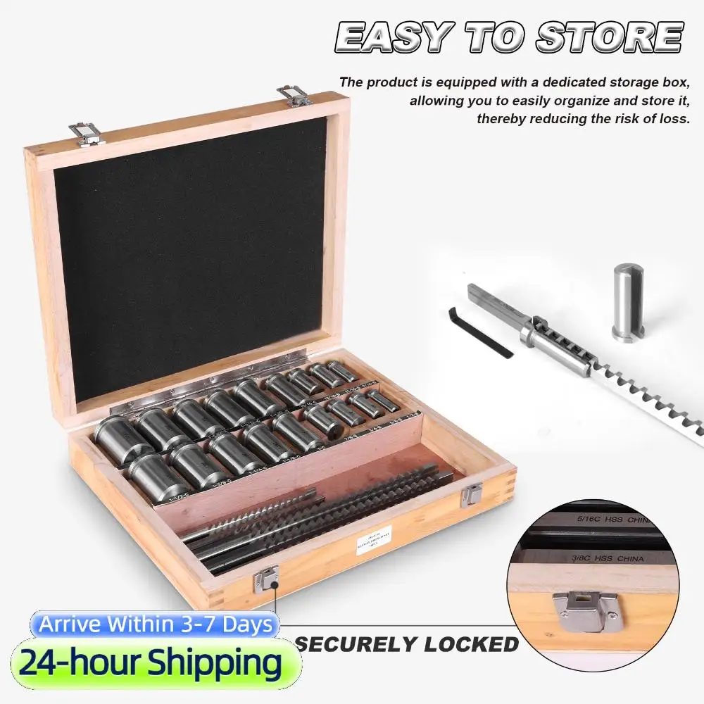 

Keyway Broach Kit CNC Metalworking Set with 5 Broaches 18 Bushings and 7 Shims 30pcs for Metalworking and Manufacturing