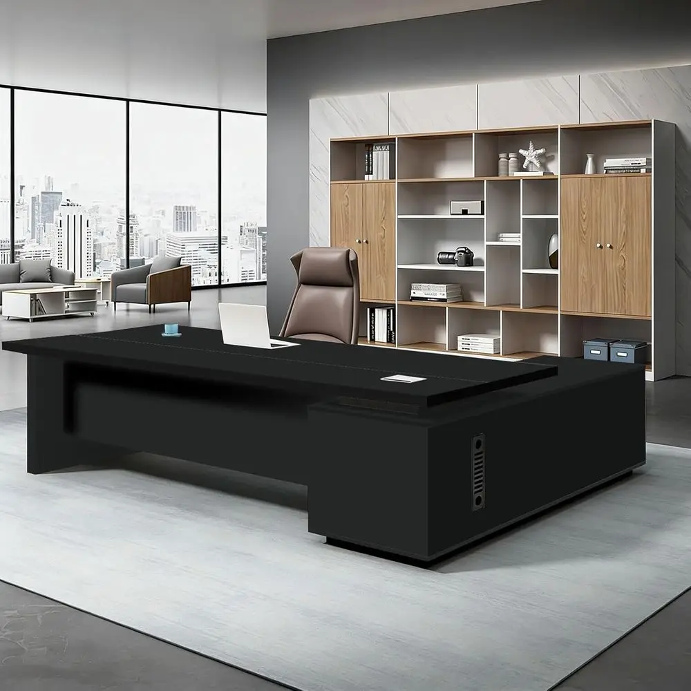

Large L-Shaped Office Desk with Storage, Choice of Cabinet Placement, Multiple Sizes & Colors