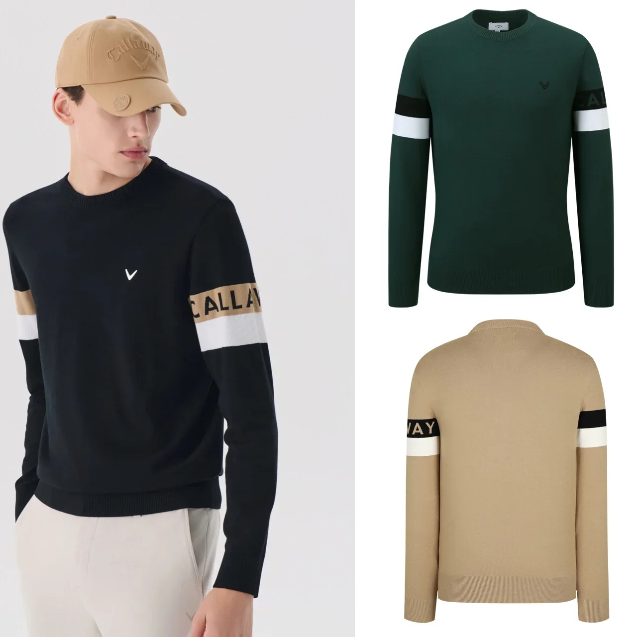 Round Neck Men's Pullover Autumn and Winter Fashion Knitted Sweater Outdoor Leisure Sports Golf Men's Wear