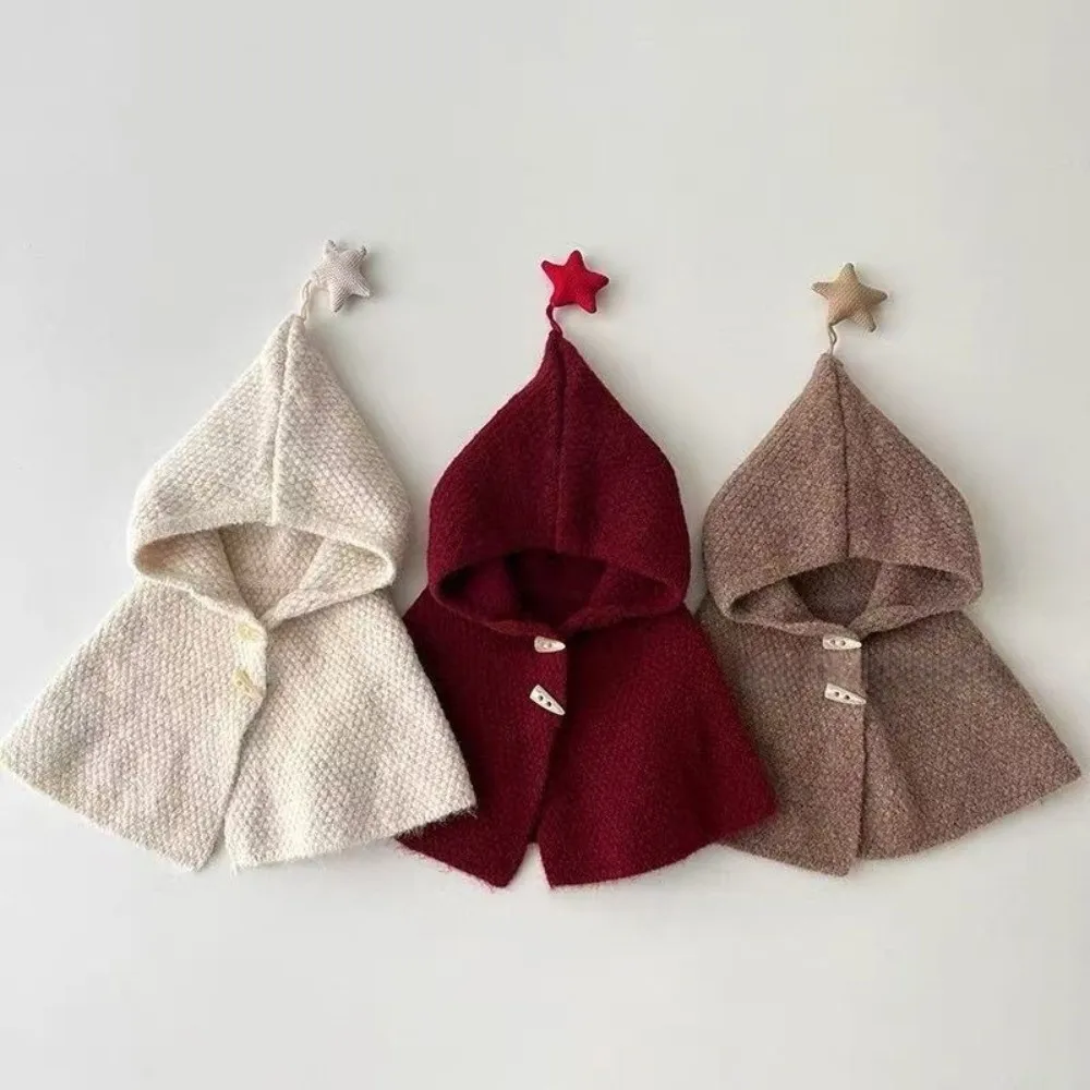New Star Kids Hooded Cloak Windproof Loose Fit Toddler Pullover Warm Children's Knitted Cape for Toddlers - view 2