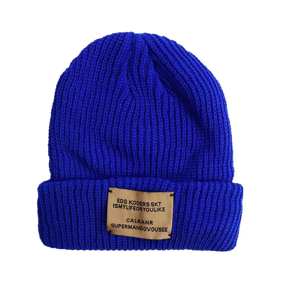 

Hip Hop Cute Retro Winter All-match Solid Color Stripe Skullies Knitted Hat Woolen Hat Men Beanies Korean Style Caps