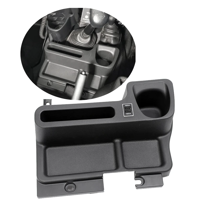 Car Insert Center Console Storage Box Tray Cup Holder With USB Port For Toyota Land Cruiser LC70 LC71 LC76 LC77 LC79 Accessories