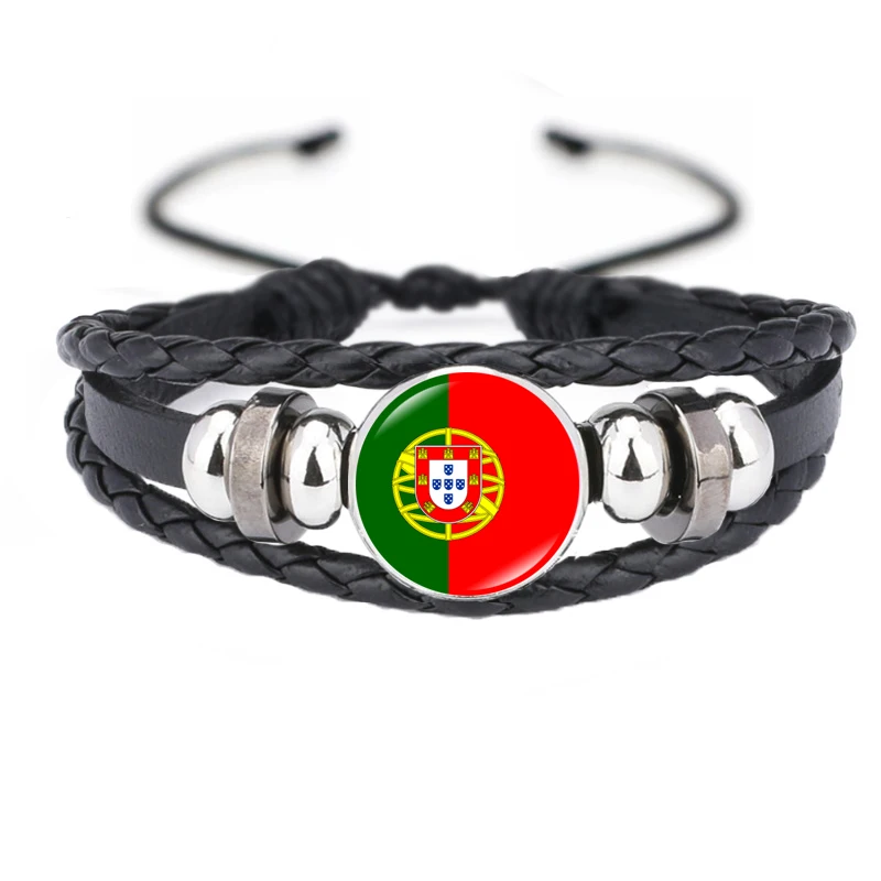 24 Style European Football Flag Bracelet Men Germany Italy Serbia France Romania Belgium Czech Portugal Grugi Leather Bangles