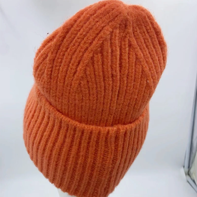 Autumn Winter Outdoor Casual Knitted Hats For Women Warm Plus Thicken Wool Beanies Hat Female Fashion Solid Skullies Beanies