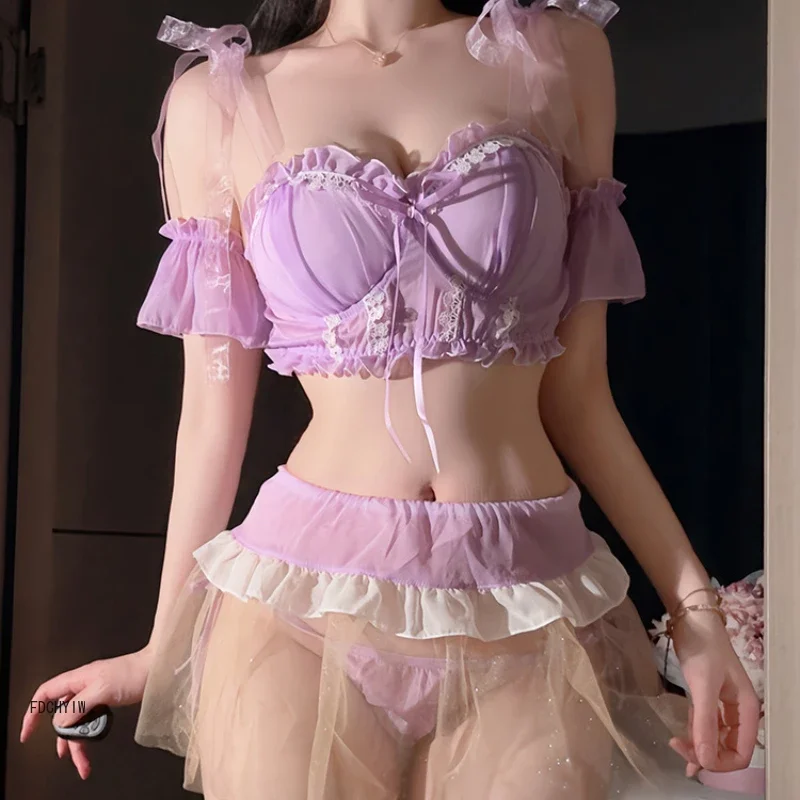 

Эротическое сексуальное женское белье, женский бюстгальтер и трусики, прозрачное нижнее белье, комплекты с юбкой принцессы, порно костюмы для косплея, милая домашняя одежда