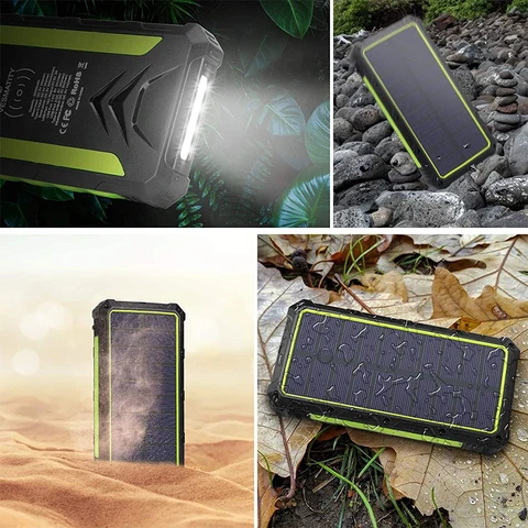 36000 мАч Солнечная батарея Быстрое беспроводное зарядное устройство Powerbank для iPhone 16 15 Samsung S24 Huawei Xiaomi 3A Powerbank с быстрой зарядкой