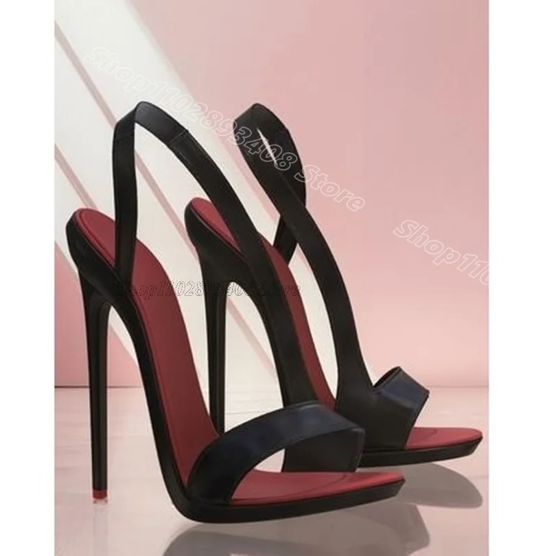 블랙 간결 슬립온 샌들 오픈토 가죽 우아한 브리티시 스타일 여성 스틸레토 캐주얼 샌들 2025 여성 신발