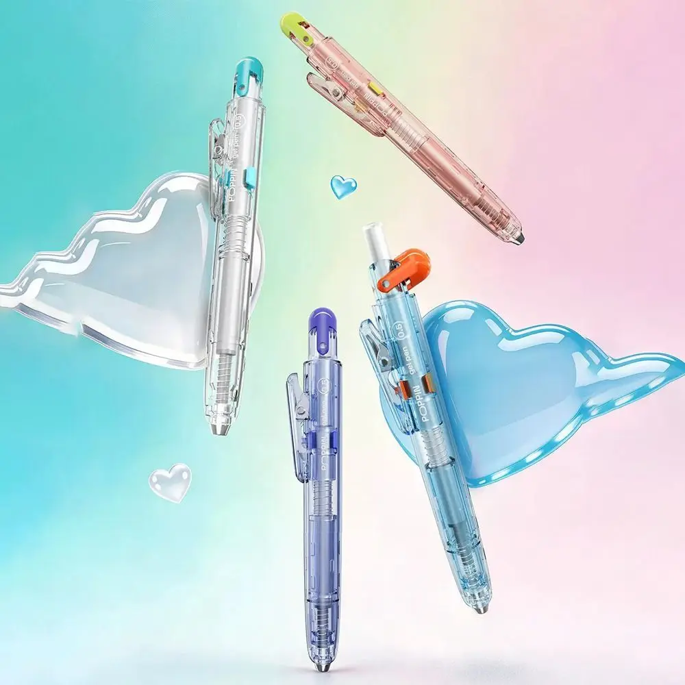 New Plastic Gel Pen Click Mechanism Black Ink Ballpoint Pen Lightweight Smooth Writing Black Pen School Stationery