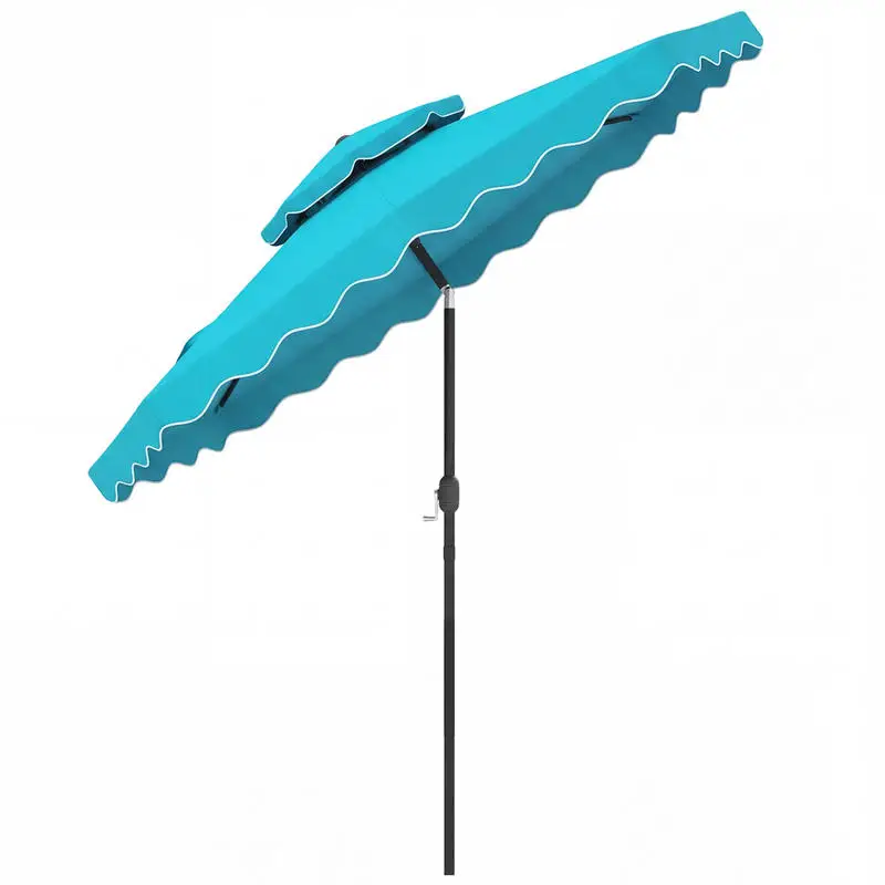 

9 Feet Patio Umbrella with Push Button Tilt and Crank-Turquoise