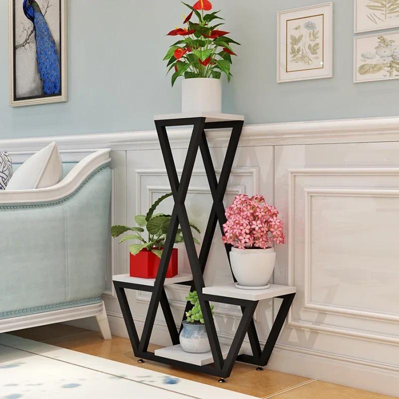 Modern Multi-Layer Wrought Iron Flower Stand-European Style Indoor Plant Rack Floor-Standing for Living Room Decor