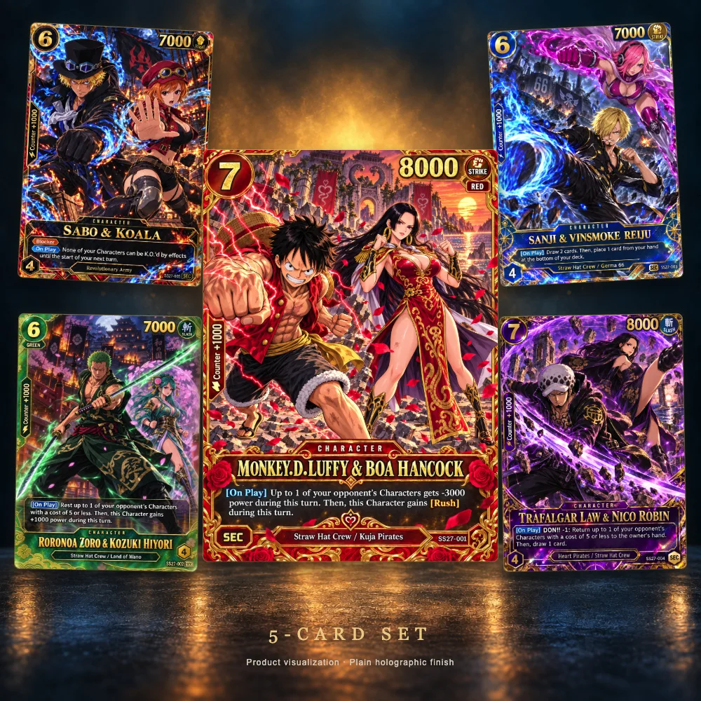 5pcs One Piece Maritime Dreams Holographic Cards English Character Collectible Set 63x88mm Anime Trading Card Gift for Fans