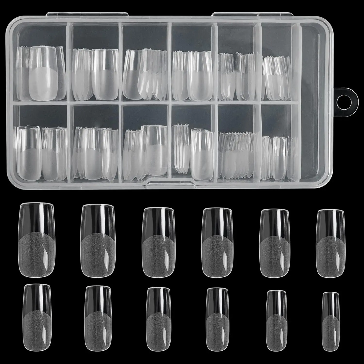 

Square Nail Tips 120 PCS Artificial Full Cover Soft Clear Gel Tips 12 Sizes Sharp False Nails for Nail Extension
