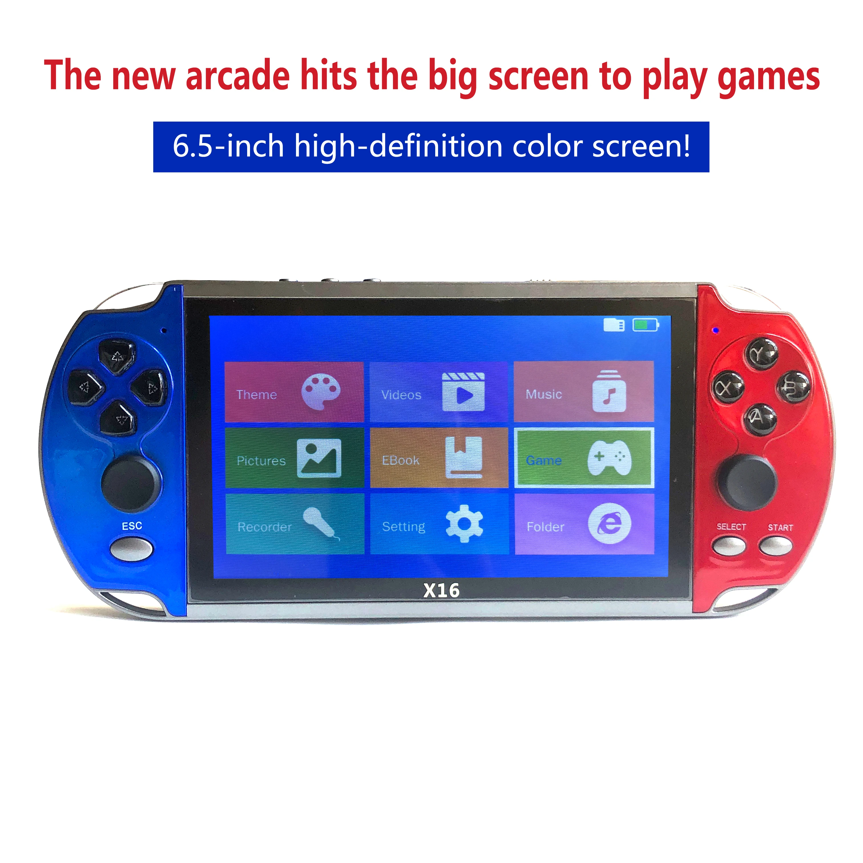 6.5inch X16 Portatil Handheld Consola De Video Juegos Retro Arcade Player Electronic Hand Held Game Box Classic Console for PSP