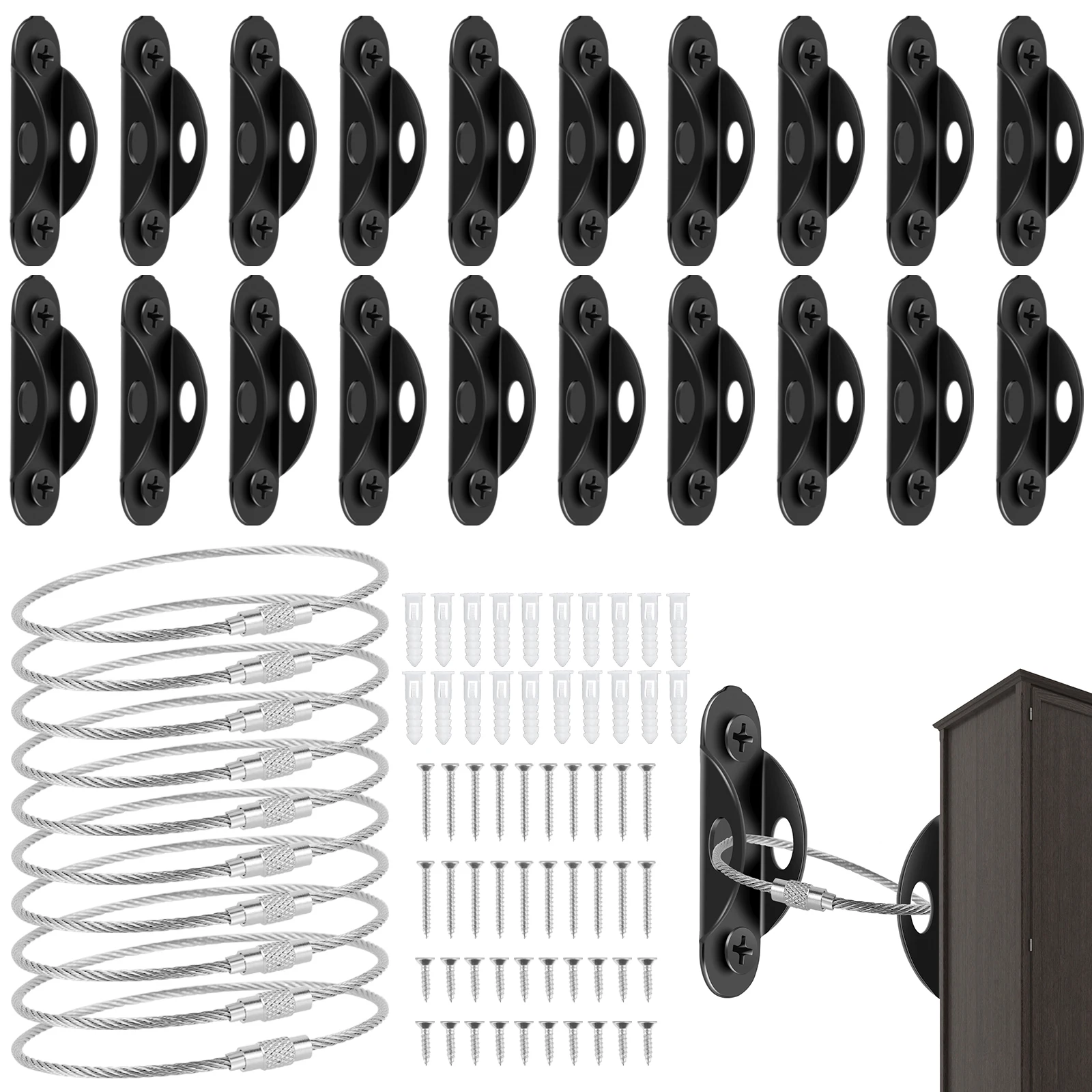 10개입 가구 고정장치, 넘어짐 방지 가구 고정장치, 금속 가구 벽 고정장치, 400파운드 가구 지진 고정장치