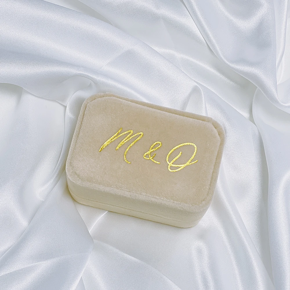 Personalized Flannel Ring Box - Custom Wedding & Engagement Jewelry Organizer,Elegant Design for Bridal Showers