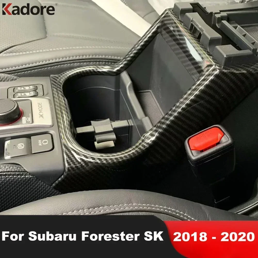 

Для Subaru Forester SK 2018 2019 2020, центральная консоль автомобиля из углеродного волокна, держатель для чашки с водой, рамка, накладка, аксессуары для интерьера