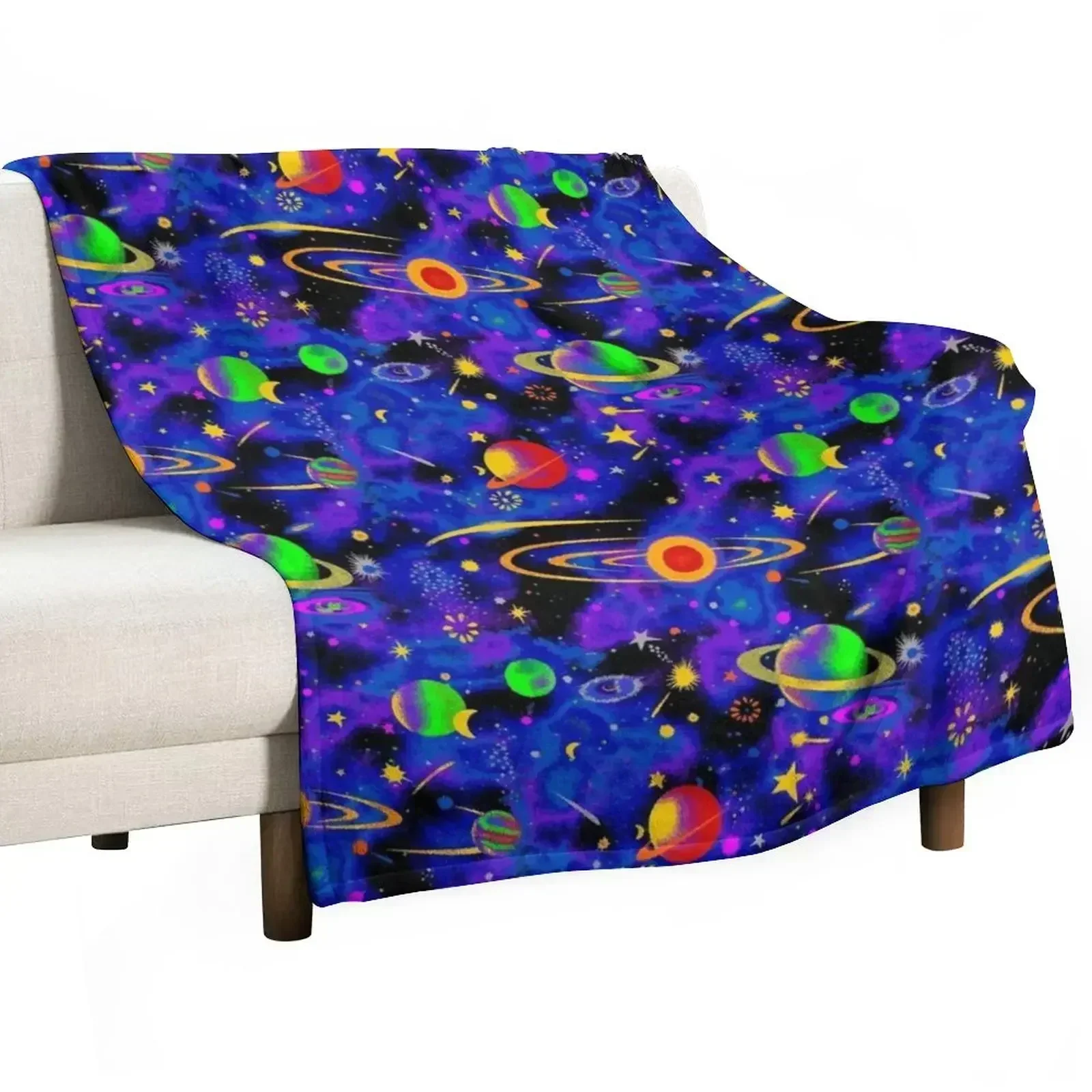 

Neon Space Throw Blanket Tourist Hairys Furrys Blankets