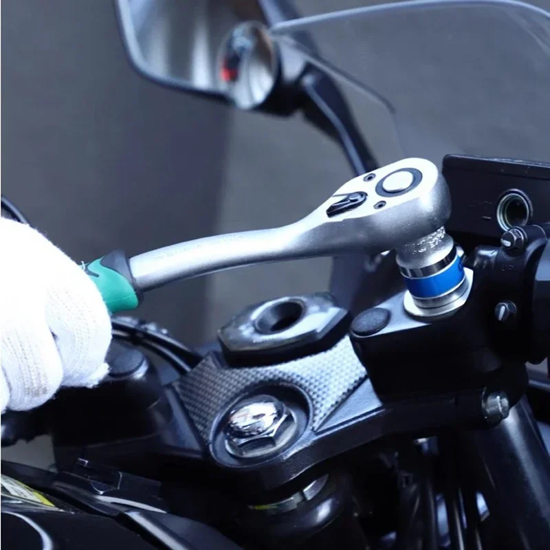 24/72 Tooth Quick Ratchet Wrench 1/2 1/4 3/8 3 Size Flying Wrenches Two-way Socket Wrench Repair Tools for For Vehicle Bicycle image 5