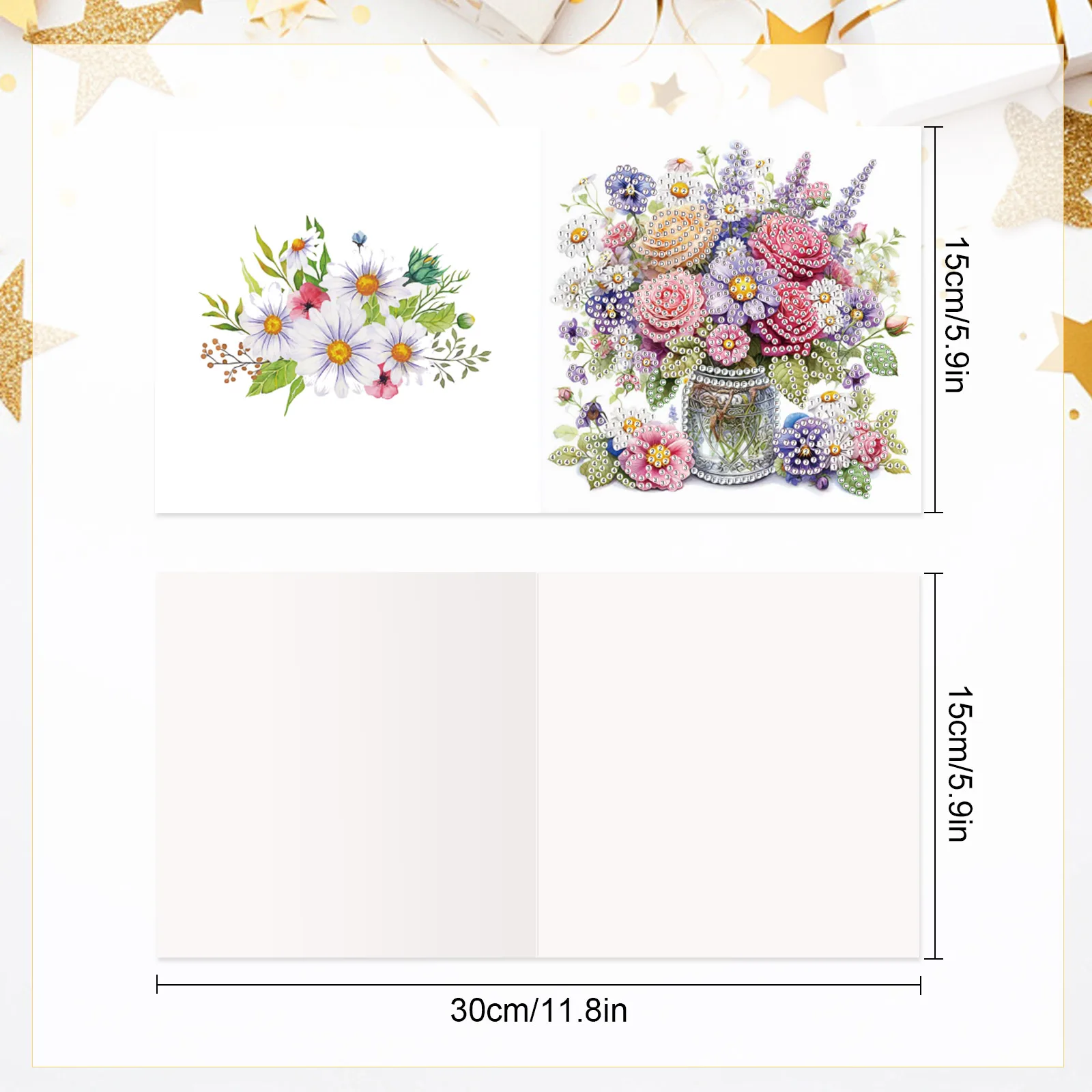 6PCS Diamond Art Painting Greeting Card Kit Diamond Art Greeting Cards,Flowers Special Shaped Diamond Greeting Card Art Gifts