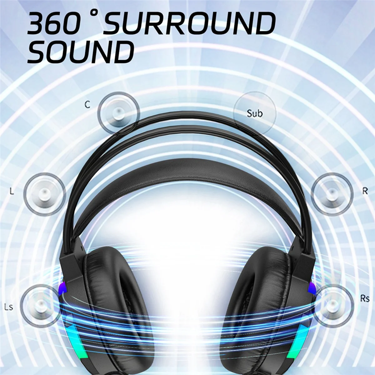 Stereo Surround Bass Gaming Headset, Computer Console com Microfone, RGB, 7.1
