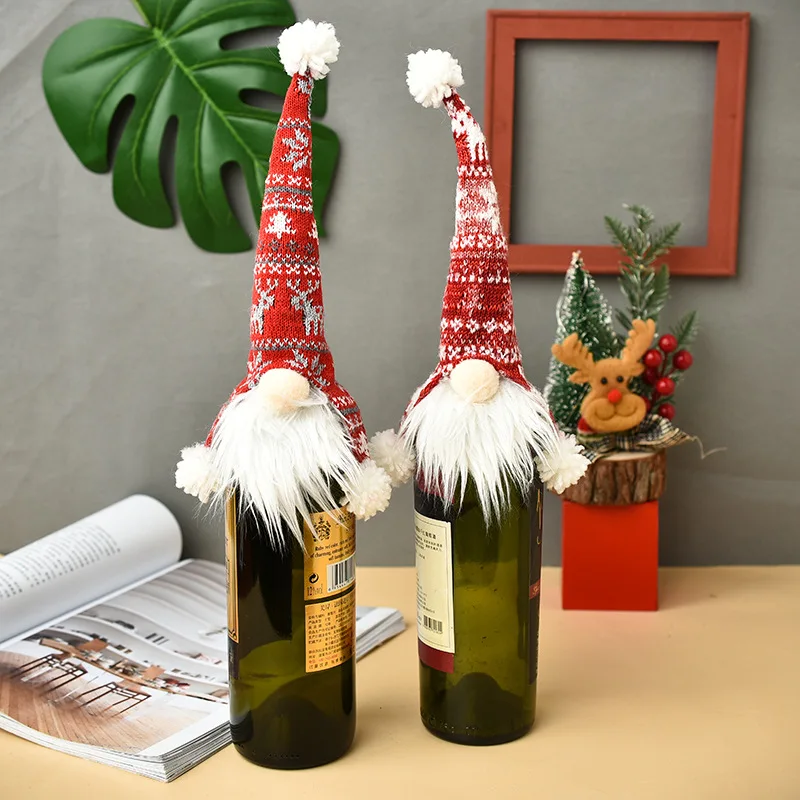 Faceless Christmas Decoration Supplies, Old Man Wine Bottle Cover, Doll Wine Cap, New, 2023