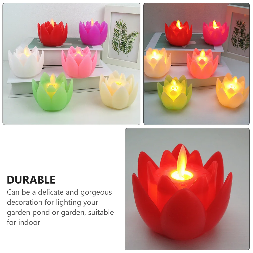 Lotus Lamp Candles LED Pond Light Pool Garden Decor Household Blessing Flower Night Child