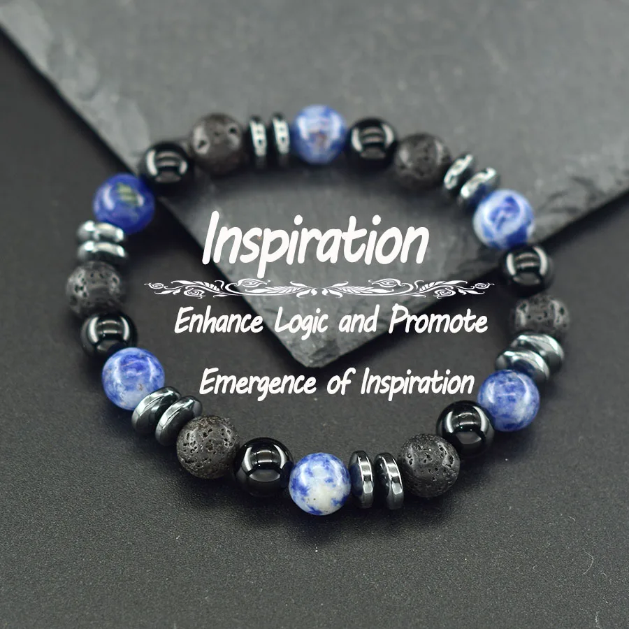 Real Natural Blue Spot Stone Bracelet Homme High Quality Hematite Energy Healing for Womne Enhanca Inspiration Bangle Pulsera