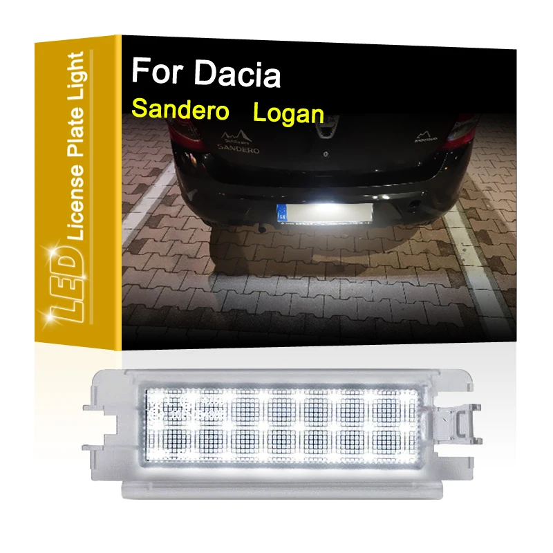 12V LED Number Plate Lamp For Dacia Sandero II 2013-UP Logan II 2013-UP White License Plate Light Assembly