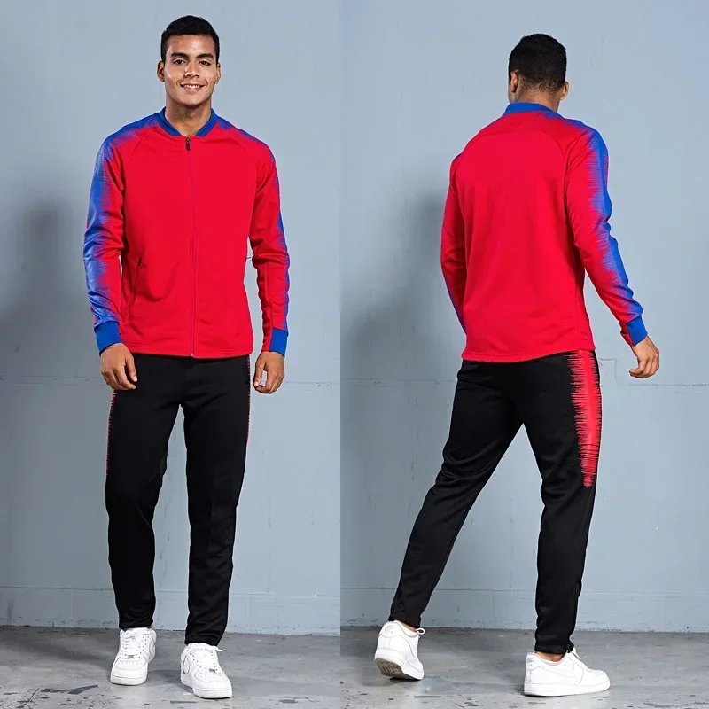 

Men's Sportswear Soccer Jacket Tracksuit Football Training Set Autumn Winter Spring Long Sleeve Stand Full Zipper Top and Pants