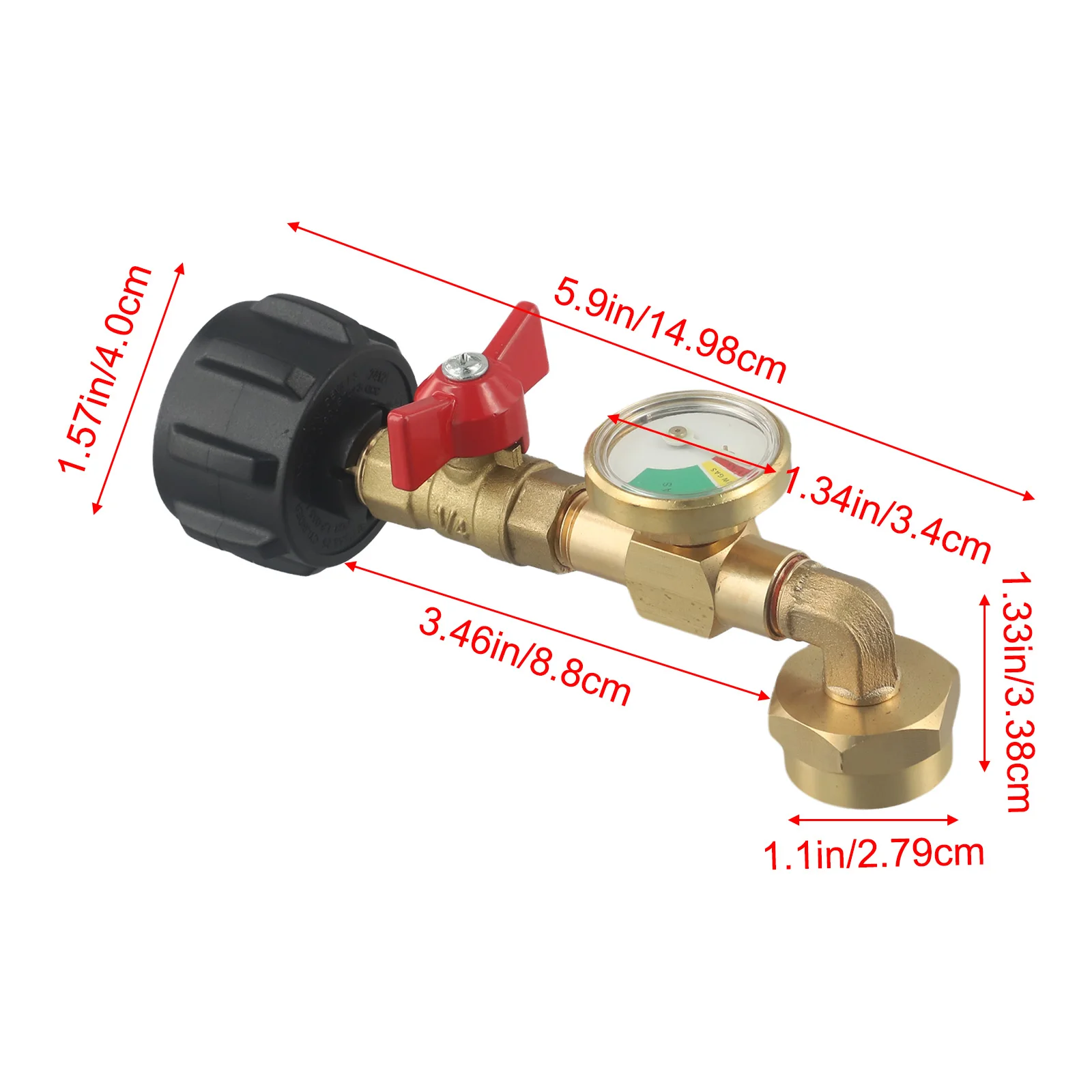 1pcs Propane Refill Adapter W/Gauge Control Valve Fill 1 Lb Bottles From 20 Lb Tank Solid Brass Filling Connector HVAC Tool