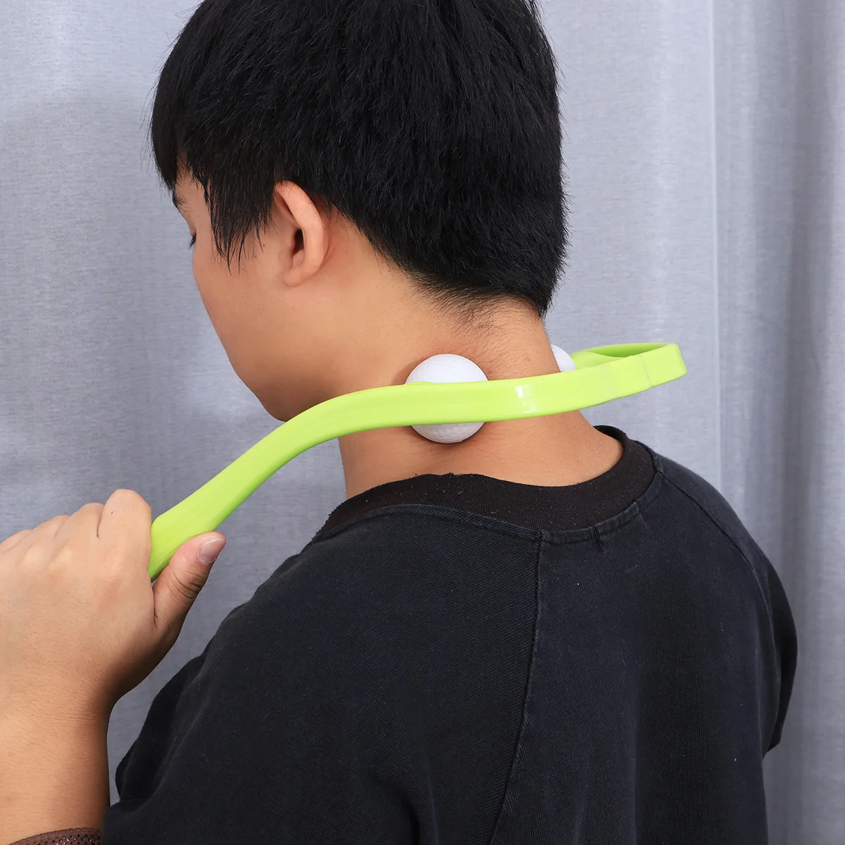 

Handheld Neck Massager Light Green Ergonomic Design for Pain Relief in Shoulder Back Waist Leg Instant Muscle Therapy Roller