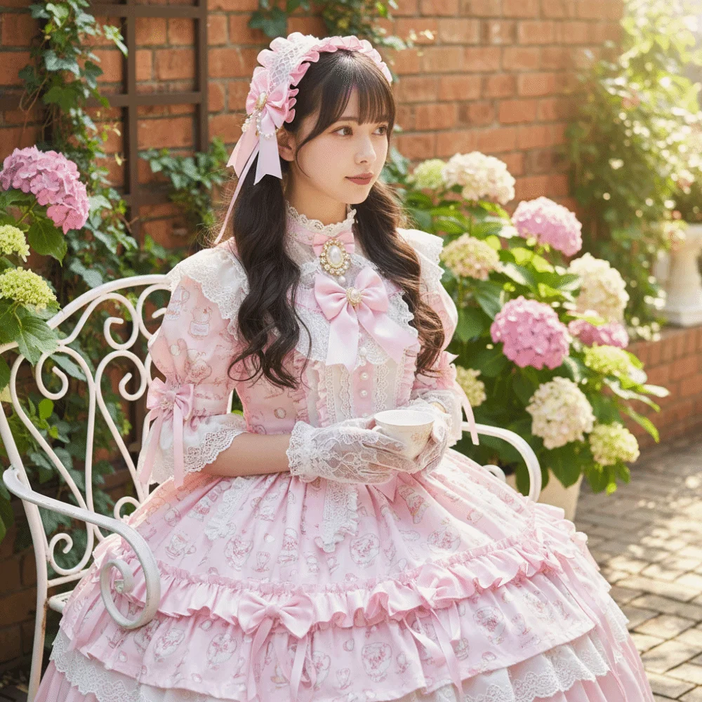 

Sweet Lolita Lace Headband Ribbon Bow Pearl Maid Cosplay Headdress Hair Accessories JK Lolita Hair Clip Comic Convention