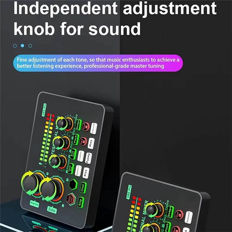 

RTENTE-New V8S PRO Changing Sound Card Live Cards Computer PC Mixing Console Professional Studio Recording Kit Podcast Voice