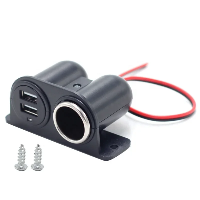 Car Charger 12V 24V 4 Way Cigarette Lighter Multi Socket Auto Splitter Power Charger Car Adapter Dual USB Car Charger