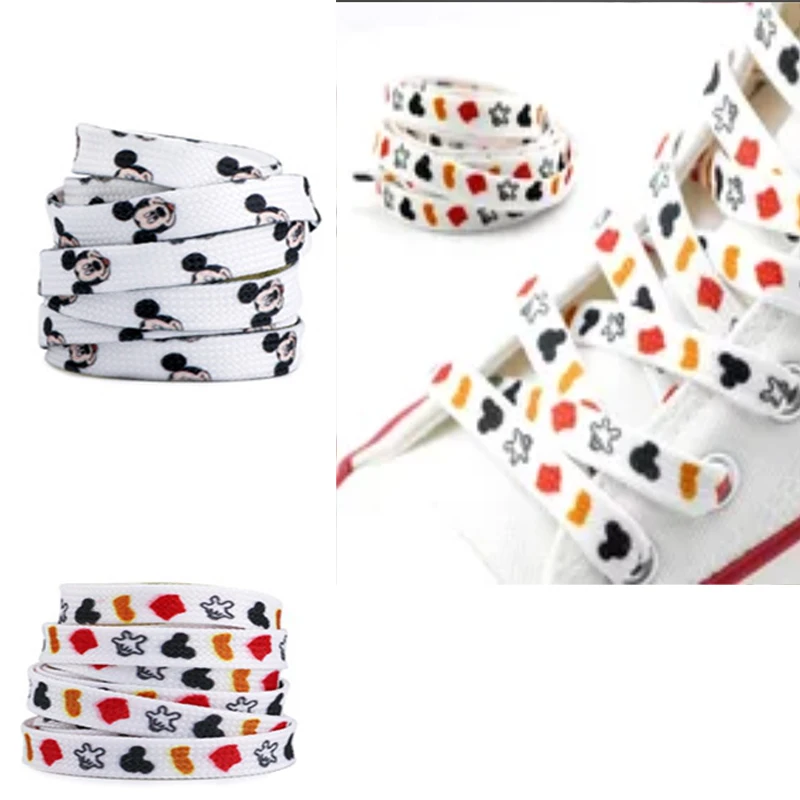 Disney Anime Mickey Mouse Shoelaces Cartoon Mickey Children Sports Shoes Accessories Kids Gifts