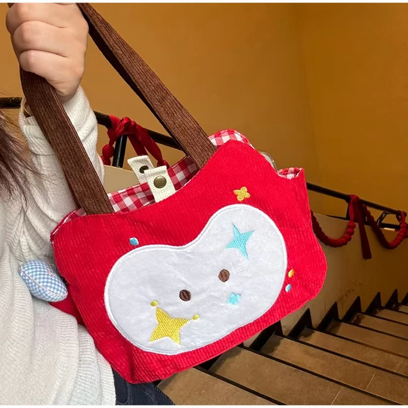 Apfel-förmige Umhängetasche, Damenhandtasche, Niedliche Leichte Kompakte Tasche für Reisen, Einkaufen & Freizeitausflüge, Druckknopfverschluss – Detail 8