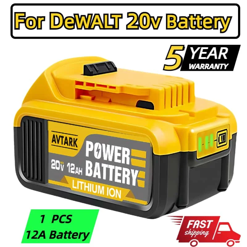 For DeWalt 20V battery DCB200 12000mAh Rechargeable Li-ion Battery DCB205 DCB204-2 DCB206 Power Tool  20Volt 6Ah/9Ah/12AhBattery