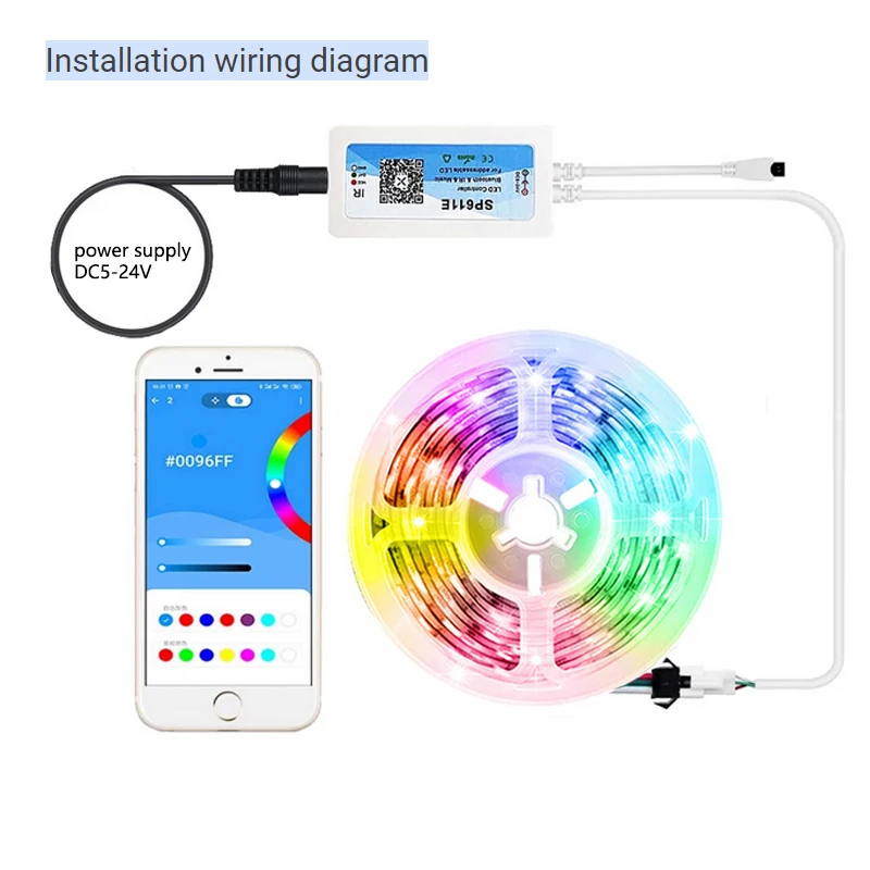 USB/DC Smart SP611E LED Magic Controller Bluetooth e IR 38 tasti e musica Wireless Remote Dimmer per 5V 12V 24V indirizzabile Strip Light