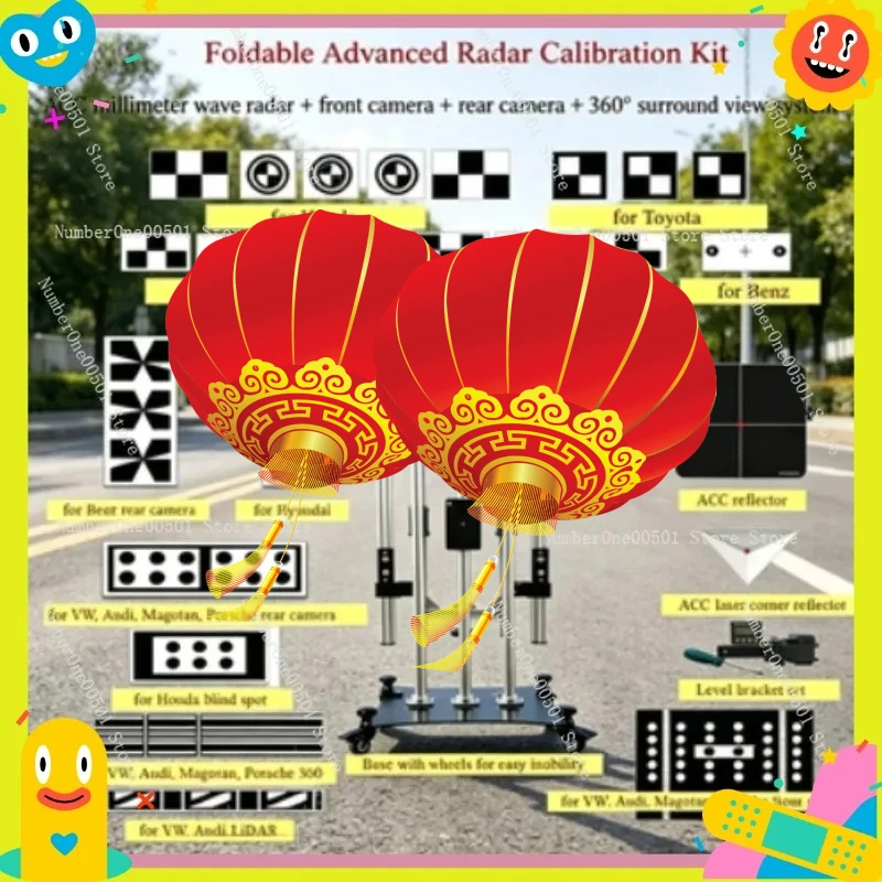 

Foldable ADAS Calibration Complete Kit ACC mmWave Radar,Front Rear Camera,360 Surround View Calibration for Toyota,Honda,VW,Benz