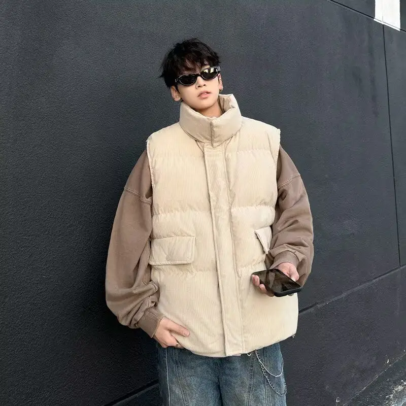 

Men's Thiened Corduroy Vest Winter Warm Faionable Loose Stand Collar Svel Vest Outerwear Casual Urban Sle