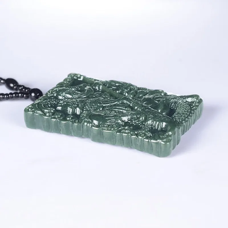 Hotan Green Double-Sided Guan Gong Martial God Of Wealth Men'S Pendant Jade Ornament