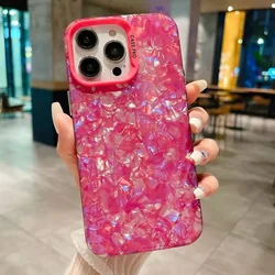 Luxury Bling Glitter Dream Conch Shell Marble Phone Case For iPhone 11 12 13 14 15 Pro Max 15plus Shockproof Bumper Back Cover