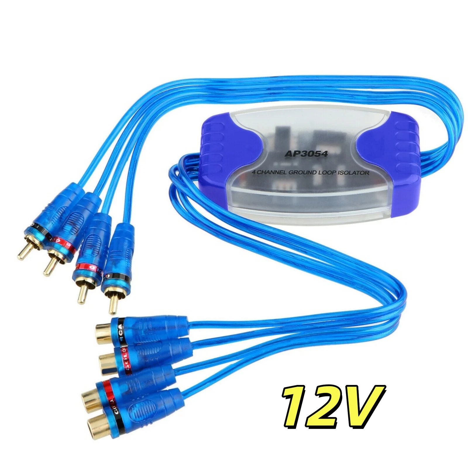 4 Channel For rca Car Audio Noise Filter Ground Loop Isolator for 12V Sound Systems with Gold Plated Connectors and ABS Housing