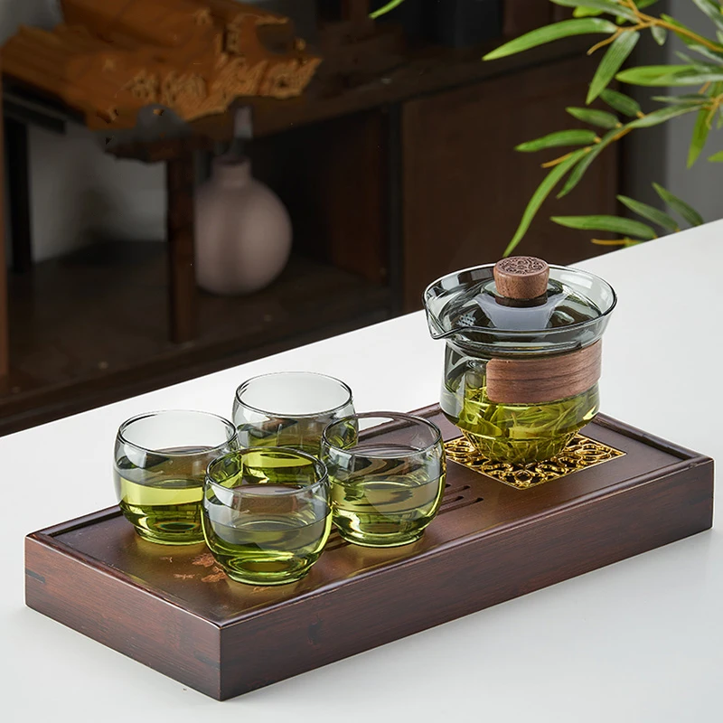 GIANXI Glass Tureen Transparent Thickening Heat Resistant Glass Teapot Cover Bowl Puer Oolong Kung Fu Tea Set Drinkware