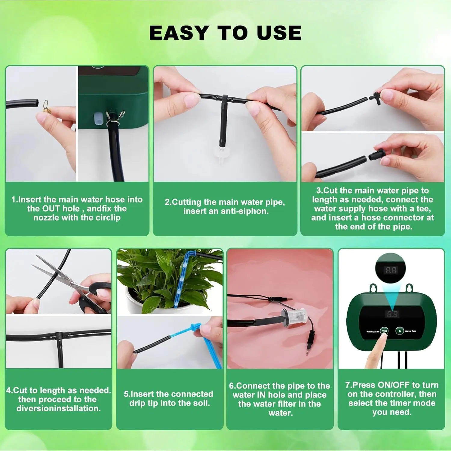 نظام الري بالتنقيط بالطاقة الشمسية بقدرة 5 وات مع مؤقت مجموعة سقاية تلقائية للحديقة وأسرة مرتفعة ودفيئة في الحديقة حتى 30 نباتًا #4