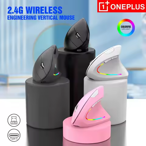 OnePlus 2.4G Wireless Vertical Mouse Ergonomic Design Rechargeable Silent Portable Laptop Office Gaming Mouse For PC Android IOS